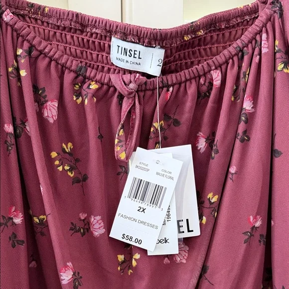 Tinsel Maroon Floral Maxi Dress - Picture 3 of 5